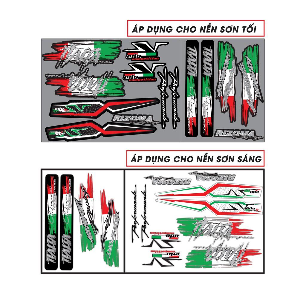 Bộ Tem Dán Xe Performance Italia 02 Dán Xe Máy, Xe Điện | Bộ Tem Dán Đa Vị Trí