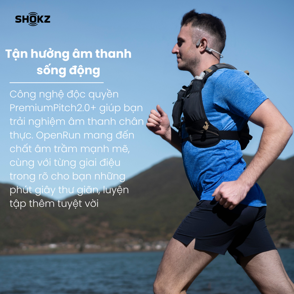 Tai Nghe Bluetooth Thể Thao Dẫn Truyền Âm Thanh Qua Xương SHOKZ OPEN RUN S803 Màu Xám - Hàng chính hãng