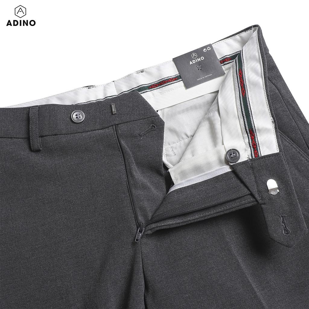 Quần tây nam màu ghi đậm ADINO vải rayon polyester dày không bai không xù co giãn dáng công sở ống đứng hơi côn QA131