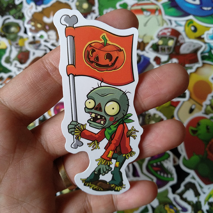 Bộ Sticker dán cao cấp chủ đề PLANTS VS ZOMBIES - Dùng dán Xe, dán mũ bảo hiểm, dán Laptop...