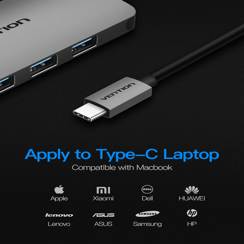 Cáp chuyển đổi Type-C sang Lan + 3 cổng USB 3.0 hàng chính hãng Vention