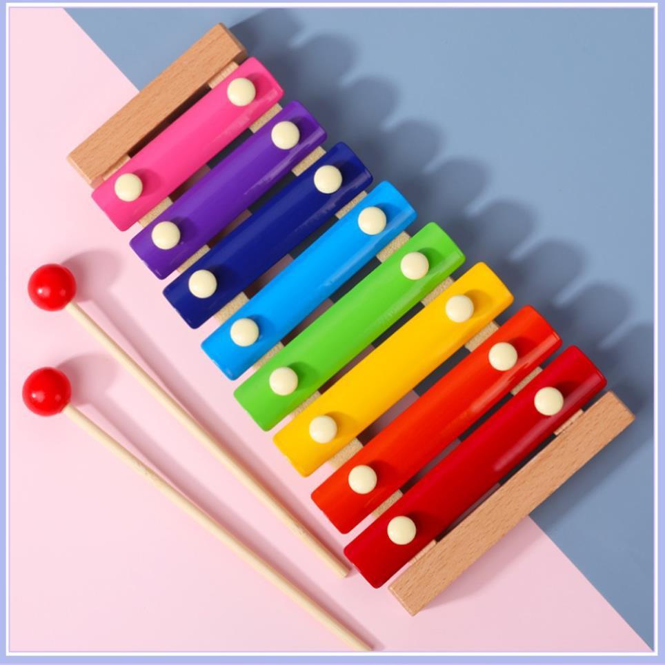 Combo đồ chơi: 1 Sâu gỗ uốn dẻo; 1 Đàn gỗ Xylophone 8 Quãng Cho Bé ( Loại Thường)