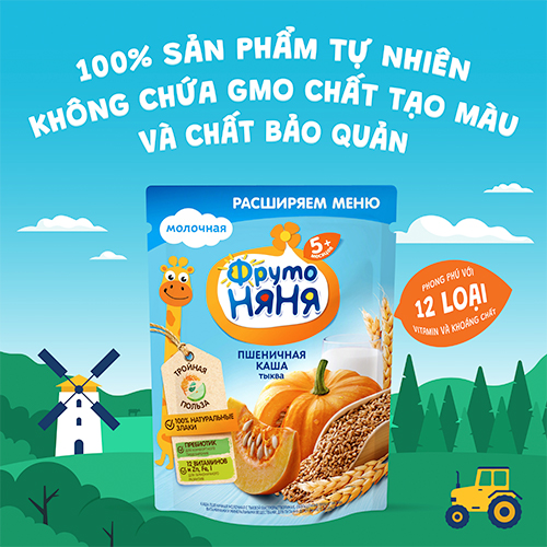 Combo 4 Gói Bột ăn dặm lúa mì bí đỏ Fruto Nyanya 200g