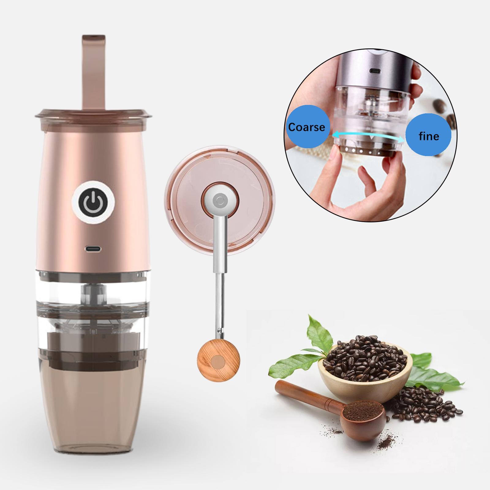 Coffee Bean Grinder Portable Rechargeable Small with Brush Mixer for