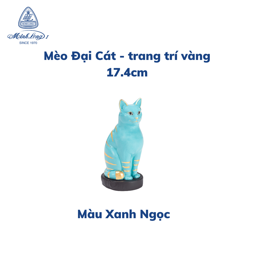 Mèo Đại Cát Trang Trí Vàng - 17.4 cm - Gốm sứ Minh Long