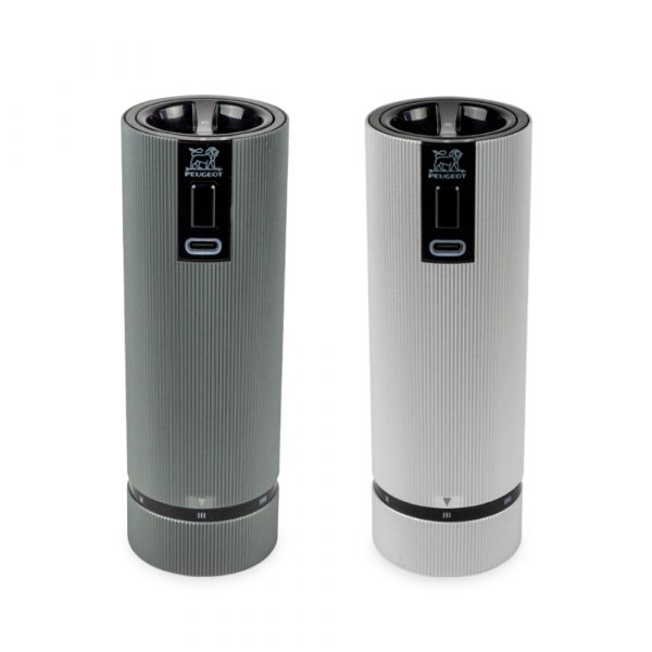 Bộ 2 Cối Xay Tiêu Muối Peugeot Line Electric u'Select 2/43148 15cm Màu Xám Carbon &amp; Xám Nhôm Hàng chính hãng