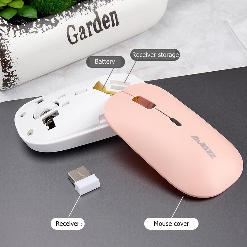 Chuột Không Dây Không Ồn AJAZZ i18 Pink Silient Mouse (Màu Hồng) - Hàng Nhập Khẩu