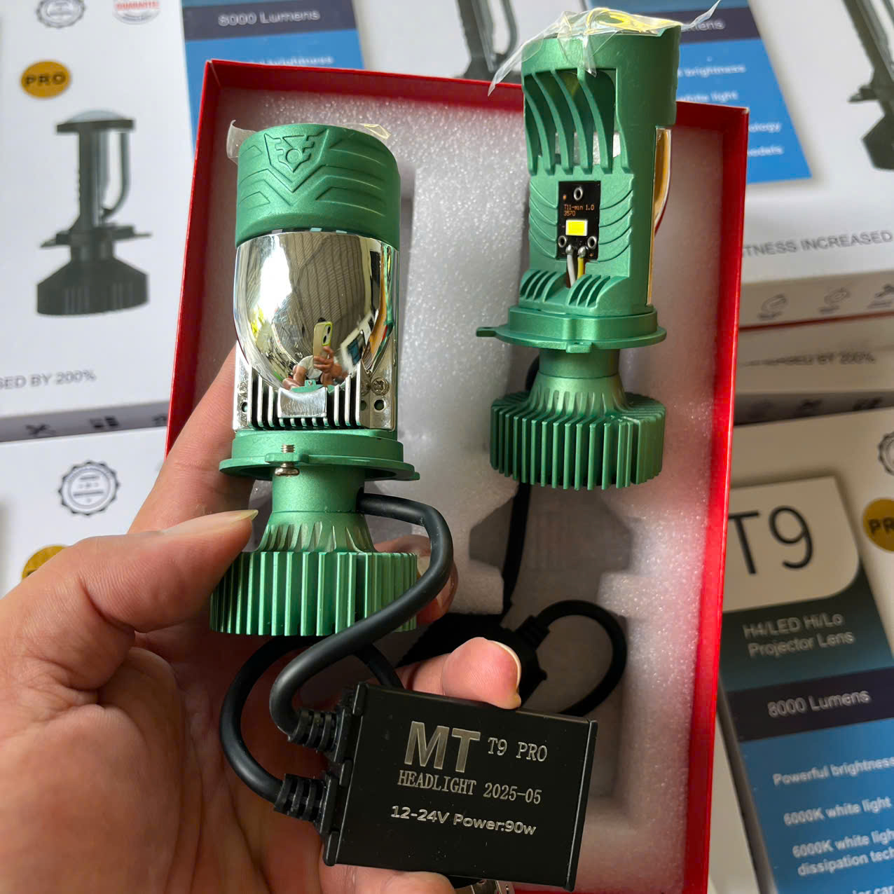 Đèn LED Bi Cầu Siêu Sáng T9 Pro 90W – Lắp Xe Máy, Ô Tô, Cắt Sáng Gắt, Không Gây Lóa