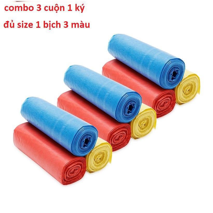 Combo 03 Túi Rác Tự Phân Hủy - ĐỦ MÀU - 3 CUỘN/1KG