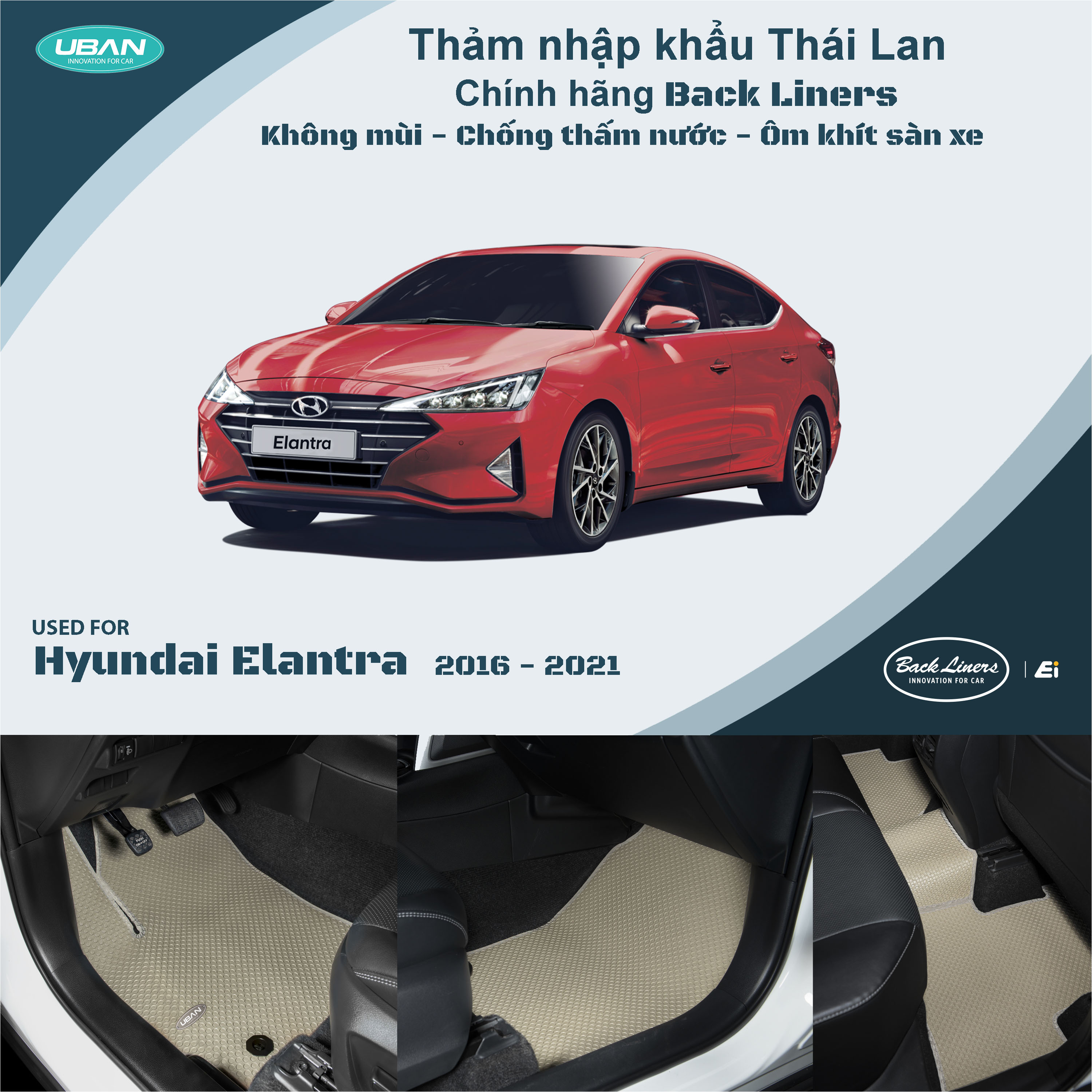 Thảm lót sàn ô tô UBAN cho xe Hyundai Elantra - Nhập khẩu Thái Lan