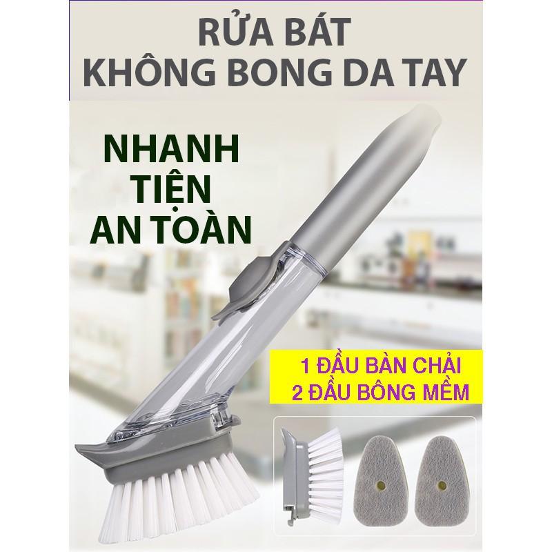 Bàn Chải Cọ Rửa Chén Bát Cọ Rửa Xoong Nồi Đa Năng Kèm Bình Xịt Và 1 Đầu Mút Tiện Lợi