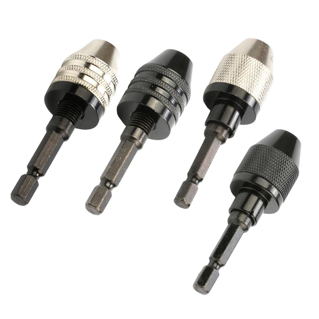 2X 0.3-6.5mm 3-Jaw 1/4" Hex Handle Drill Chuck Quick Change Bit  Black