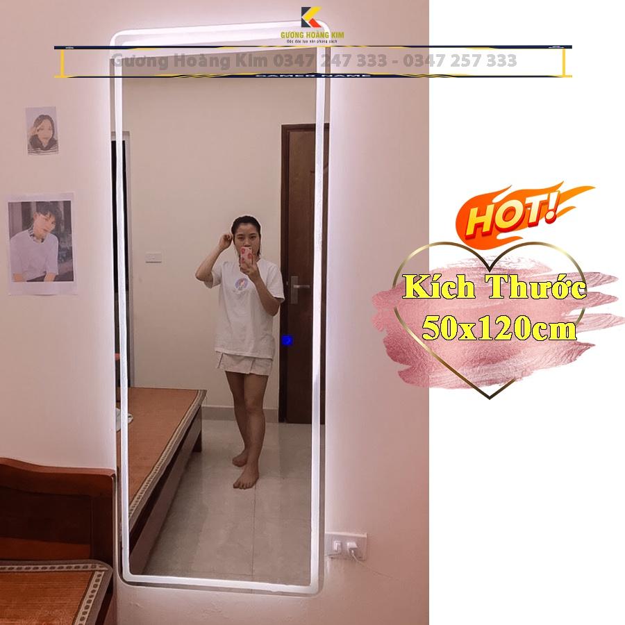 Gương soi toàn thân không viền có đèn led trang điểm makeup giá rẻ cảm ứng thông minh không viền treo tường kích thước 50x120 cm guonghoangkim mã  HK-1003