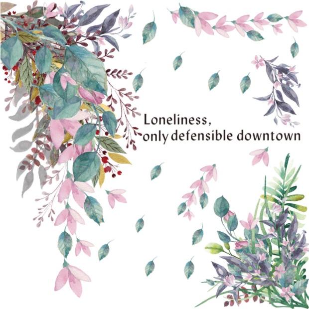 Decal trang trí tường - 2 Bụi dây hoa và lá