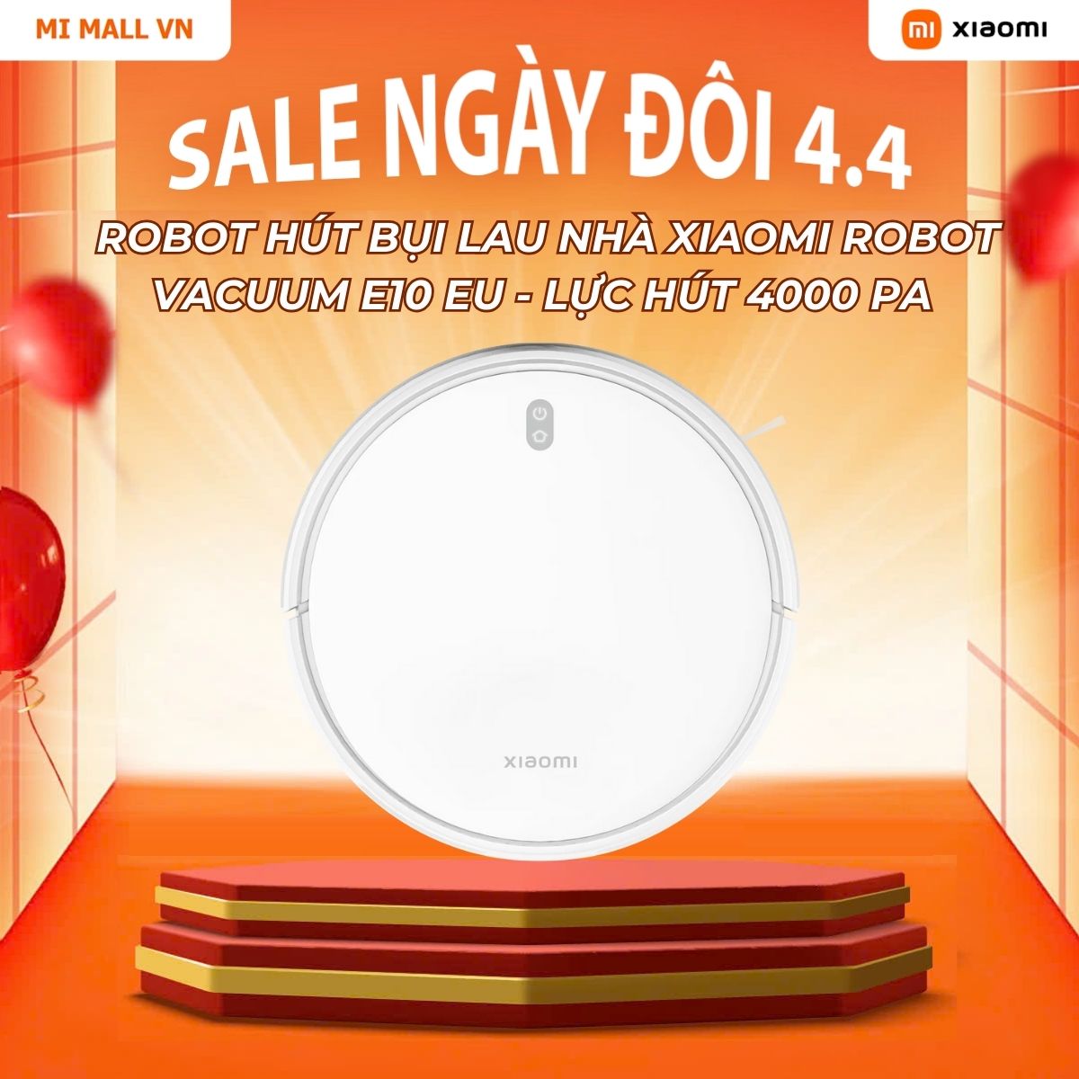 Robot Hút Bụi Lau Nhà Xiaomi Robot Vacuum E10 EU - Lực Hút 4000 Pa - Hàng Chính Hãng, Bảo Hành 12 Tháng
