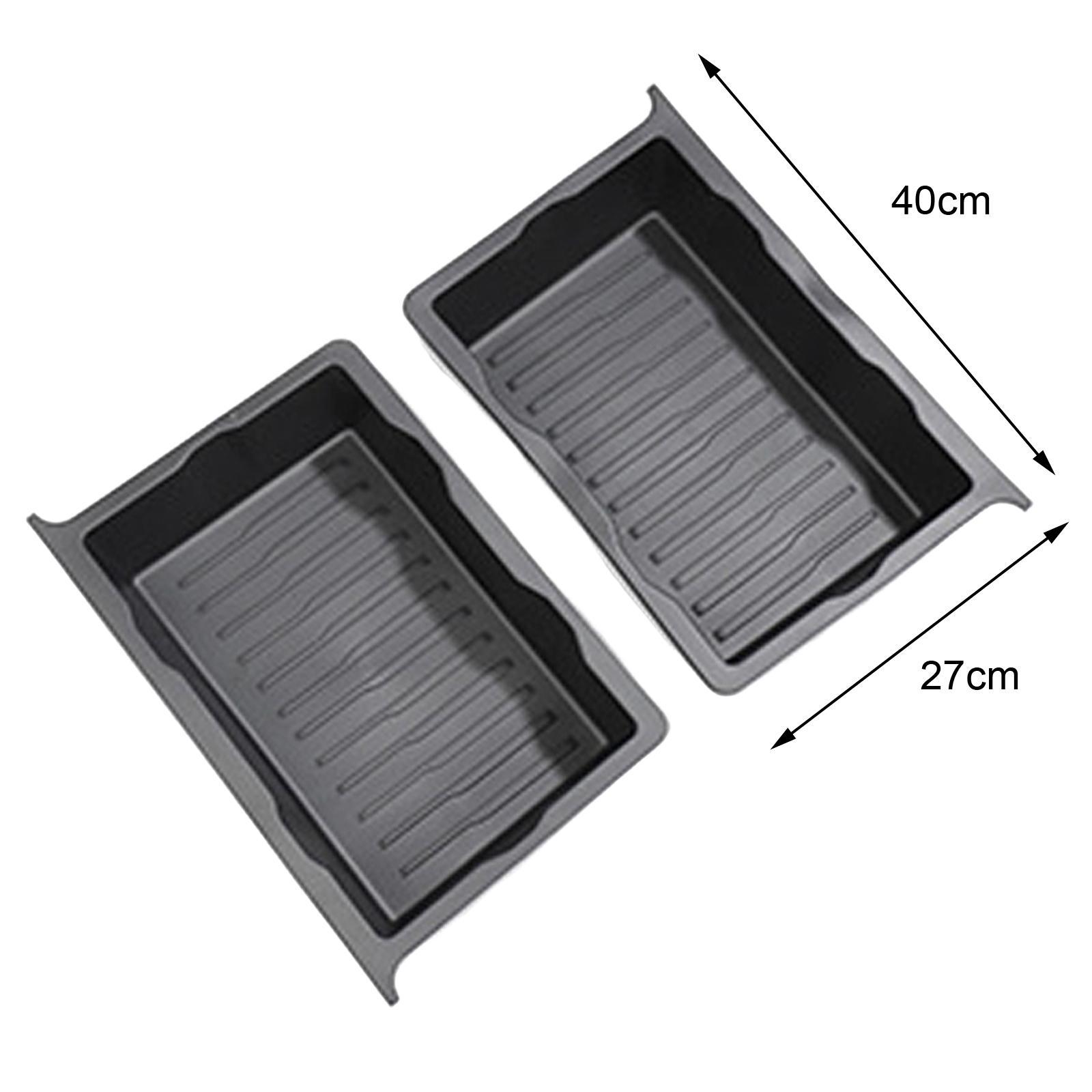 4Pieces Underseat Organizer Tray TPE Car Accessories Easy to Install Container Durable Drawer Holder under Seat Storage Box for Model Y