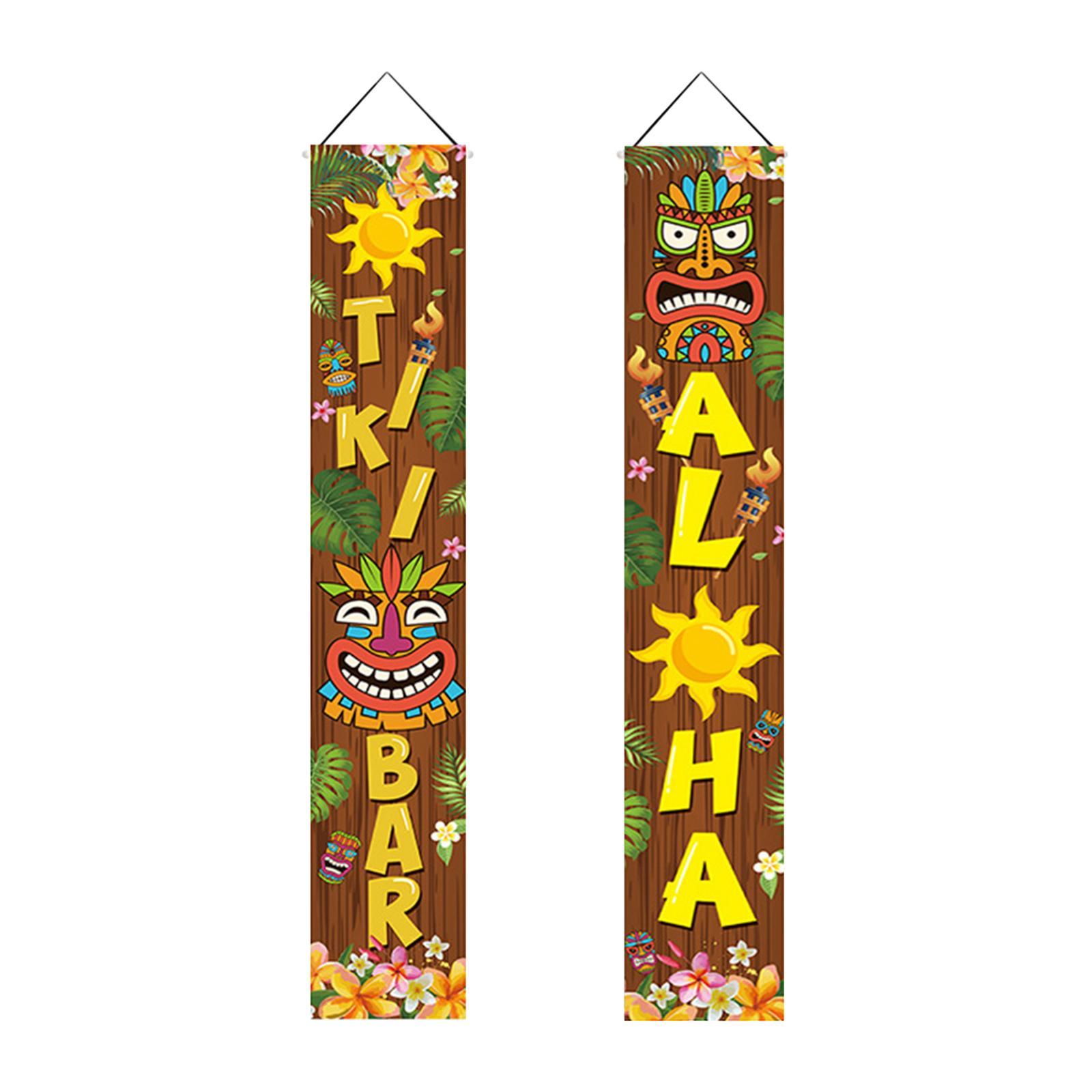 Door Banner Porch Sign Decorative Hanging Banners Welcome Sign Party Jungle Background Backdrop for Hawaiian Carnival Door Party Decoration