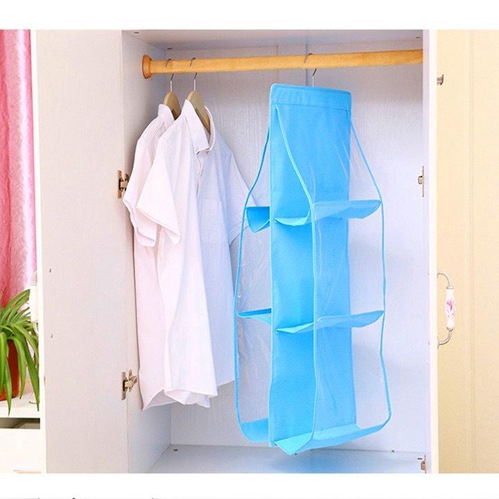 Túi treo bảo quản túi xách 6 ngăn - túi treo giỏ xách chống bụi,có móc treo xoay 360 độ