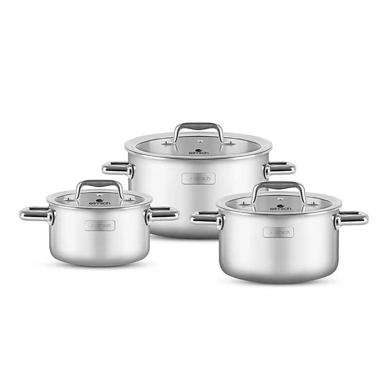 Bộ nồi inox liền khối Elmich Trimax ECO EL-8001 size 18, 20, 26cm