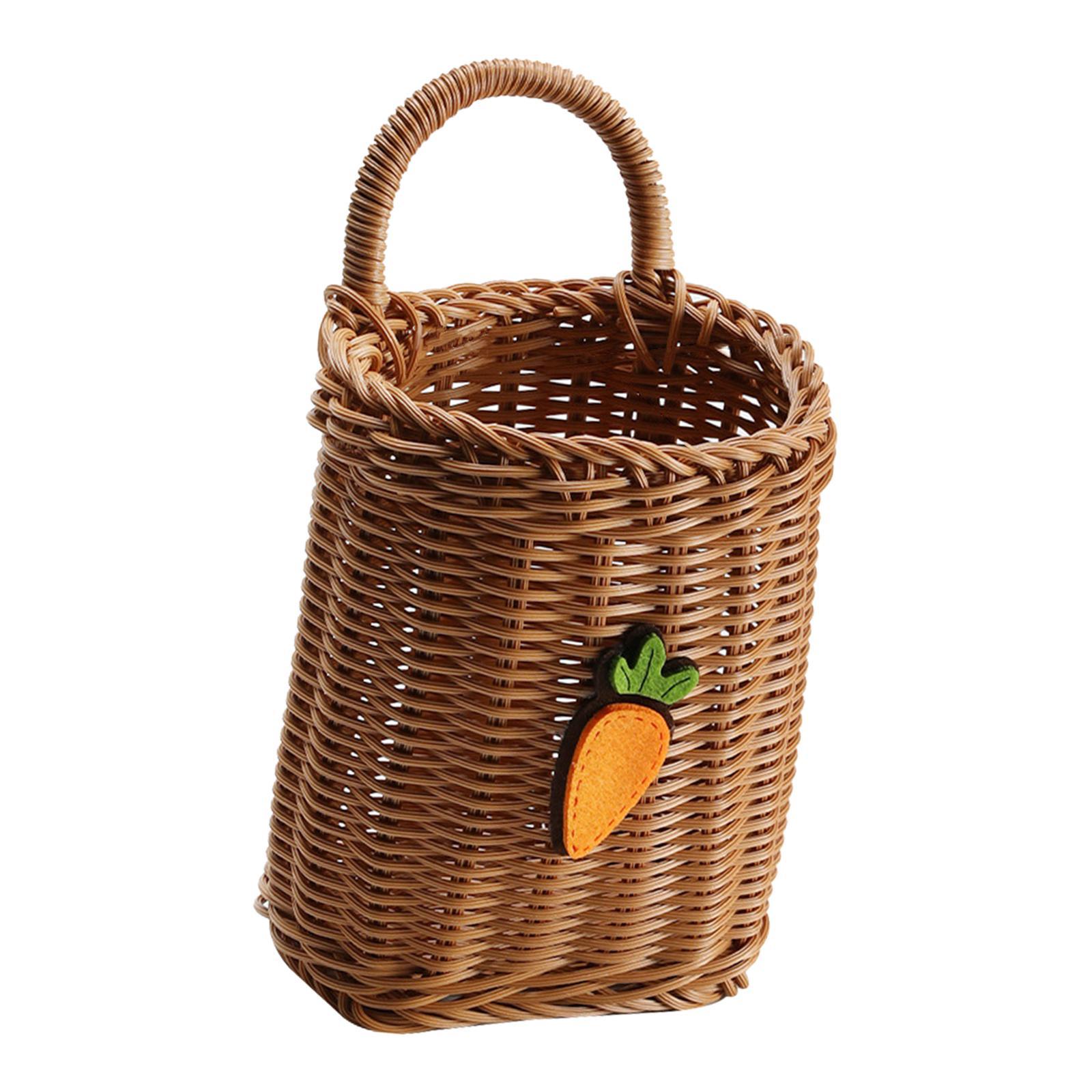 Wall Hanging Basket Holder Decorative Toiletries Sundries Home Vegetables Cabinet with Handle Bathroom Key Balcony Kitchen Woven Wall Basket