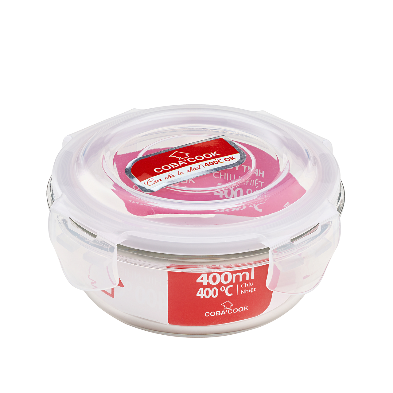 Bộ 6 hộp thủy tinh hình tròn 400 ml COBACOOK- CCR46