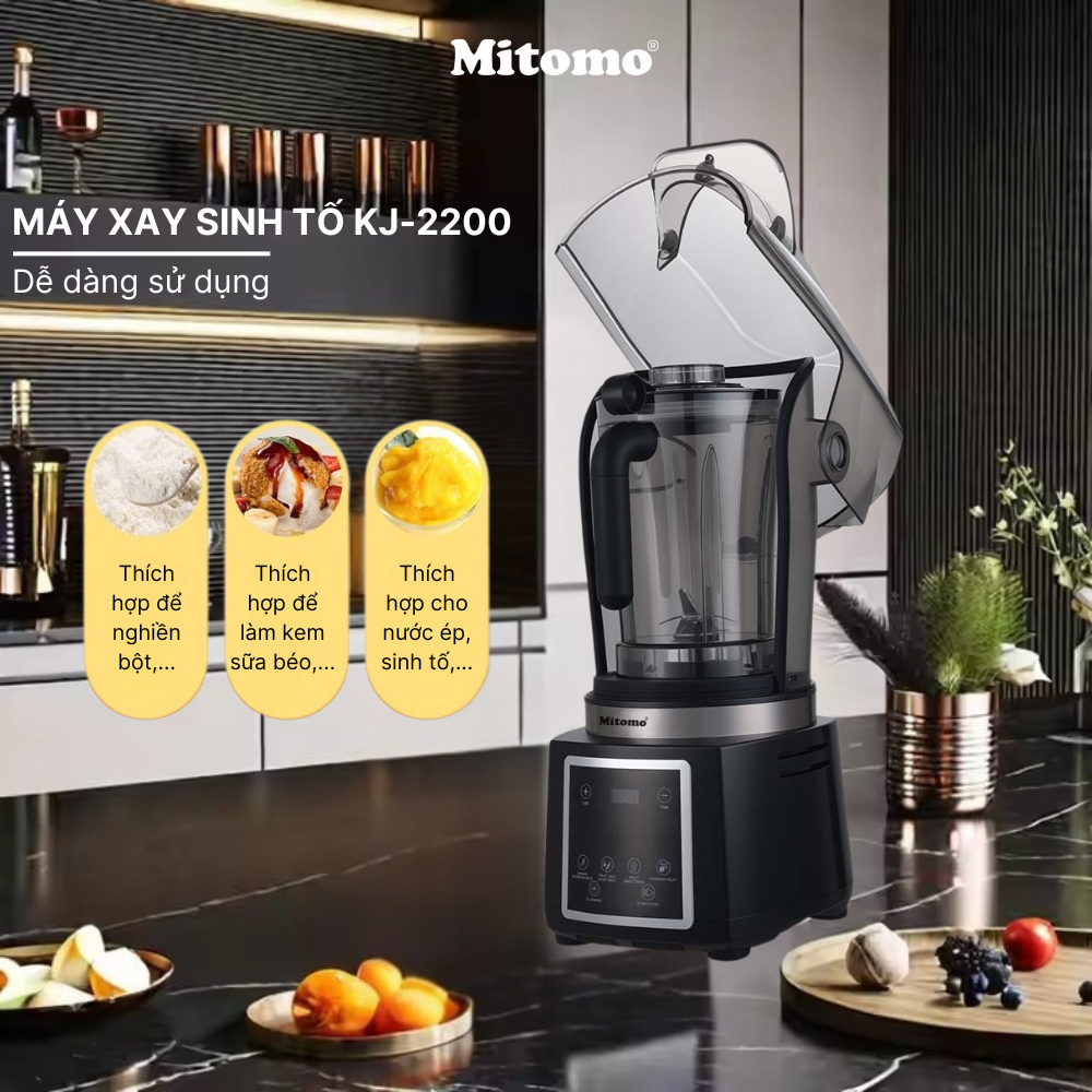 Máy xay sinh tố công nghiệp Mitomo KJ-2200, Công suất 2200W - hàng chính hãng Bảo hành 3 năm