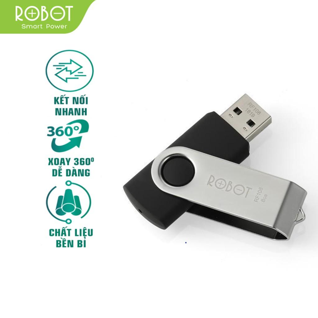 USB 8GB/16GB ROBOT RF108/RF116 2.0, Tốc Độ Ghi Đọc Nhanh, Siêu Nhẹ, Chống Bụi - Hàng Chính Hãng