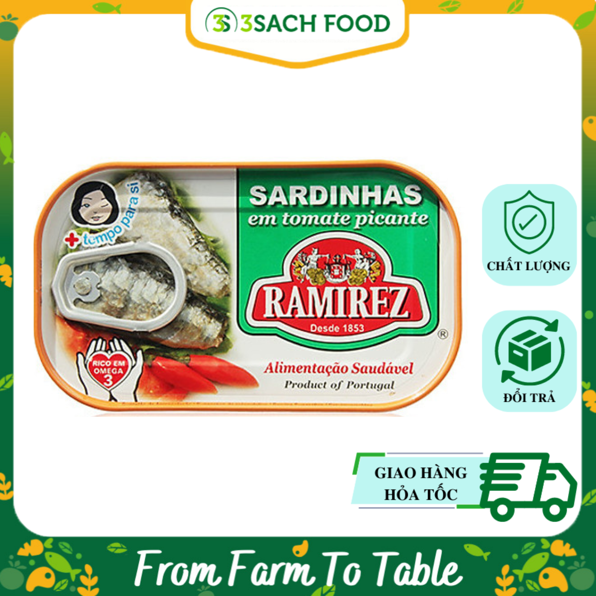 Cá mòi xốt cà vị cay Ramirez - hộp 125gr