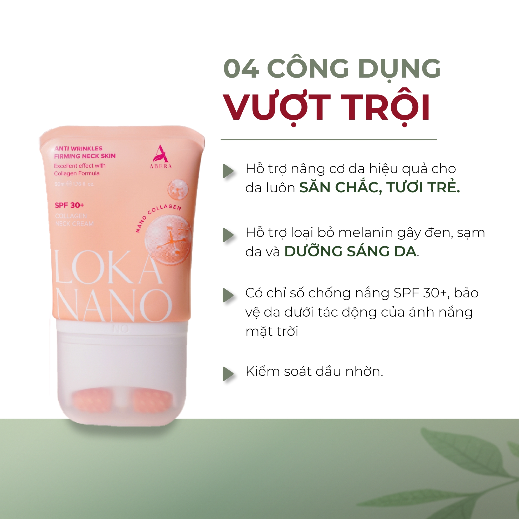 [COMBO 3] Kem Dưỡng Da Cổ Loka Nano Abera - Giảm Gai Đen Vùng Da Cổ, Dưỡng Trắng Sáng Da, Mịn Màng