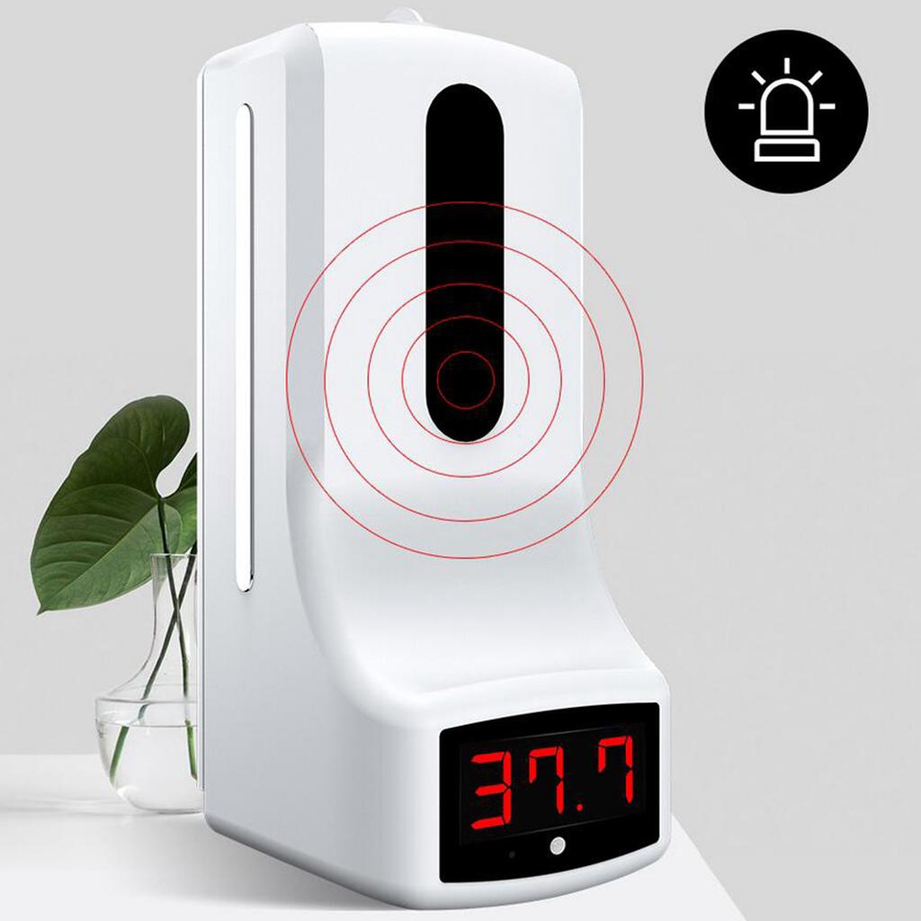 Wall-Mounted Body Thermometer Soap Dispenser, Non-Contact Digital Temperature Measurement with Alarm for Schools Offices Shops