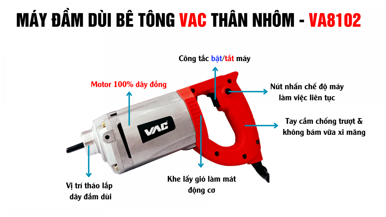 MÁY ĐẦM DÙI BÊ TÔNG 1110W VA8102