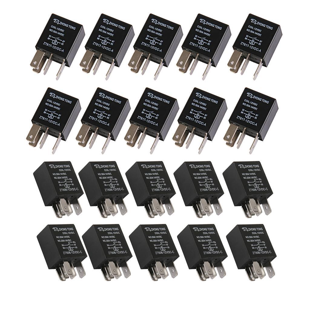 20X Car Truck Auto Automotive DC 12V 30A 30 AMP Relay Relays 4 Pin+5Pin