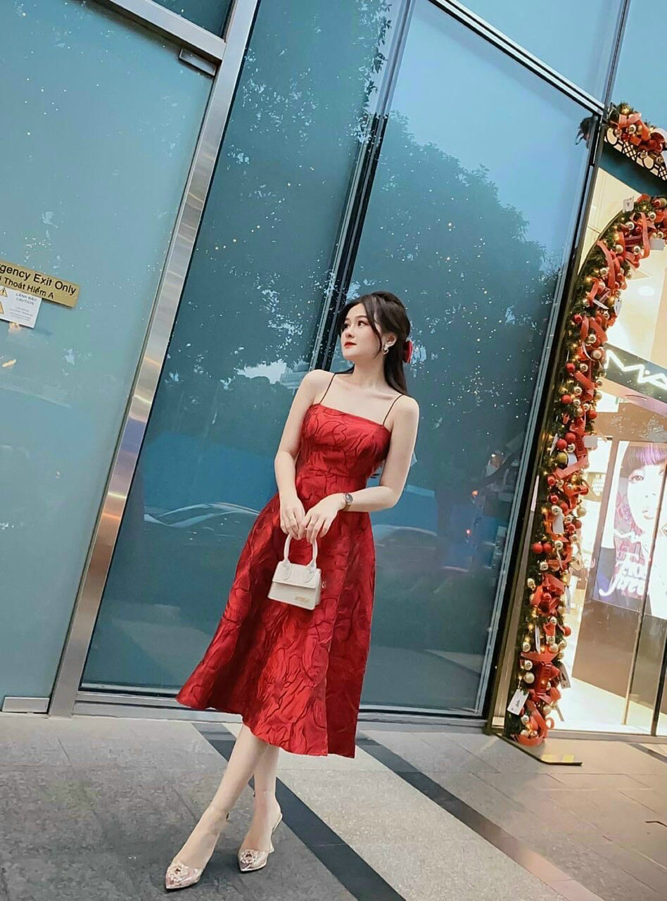 Đầm gấm hoa có mút thời trang cao cấp