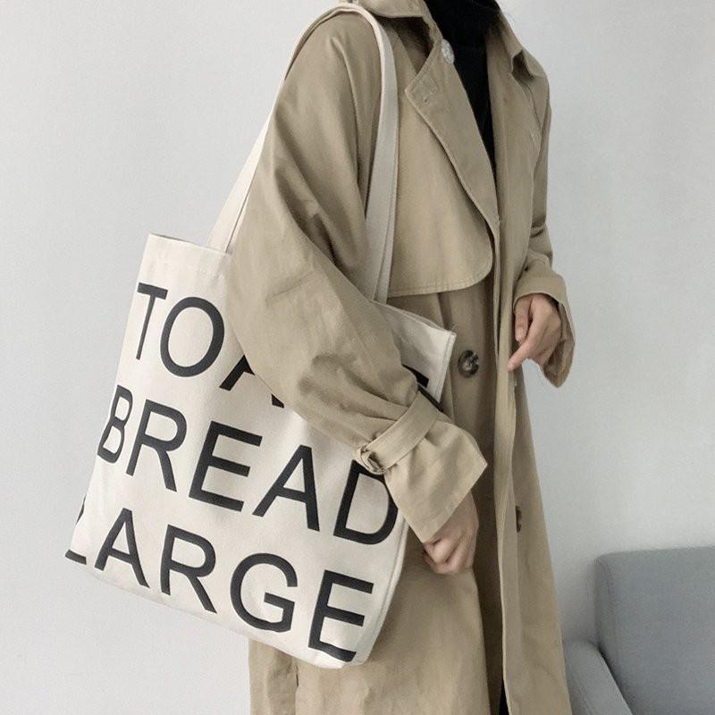 Túi tote vải đeo vai TOAST BREAD LARGE phong cách Hàn Quốc canvas bag giá rẻ đẹp đi học