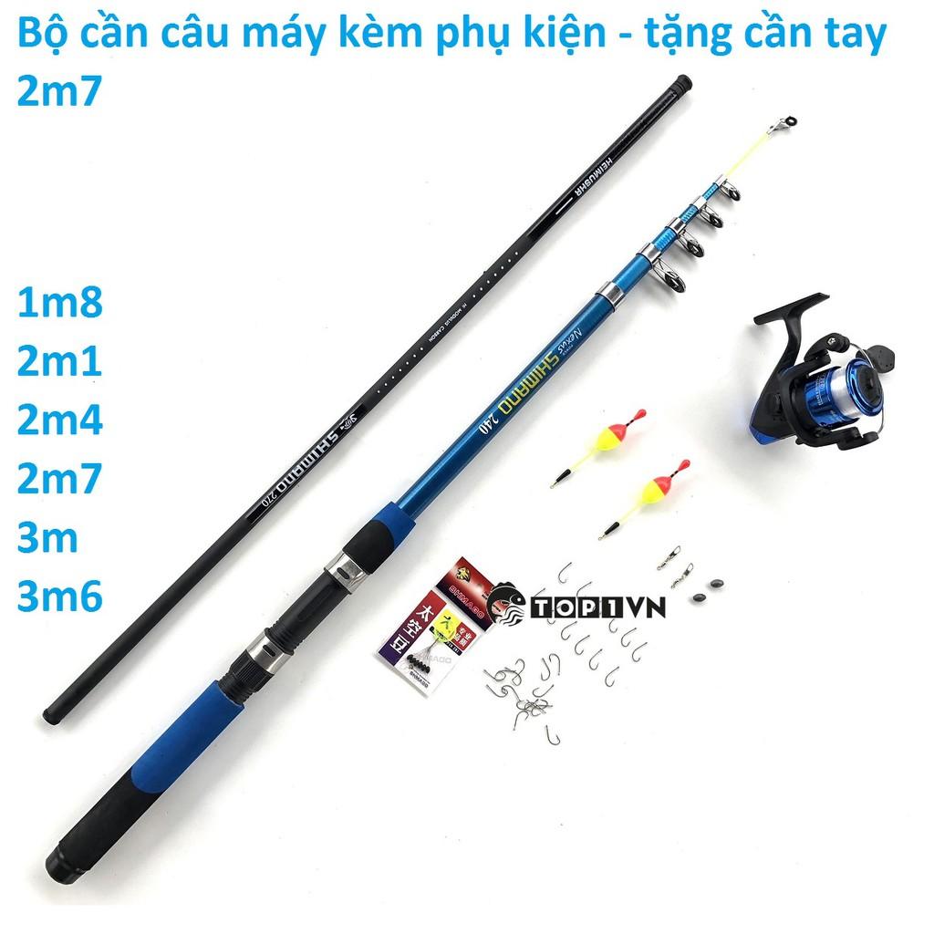 Hot Bộ cần câu máy Shimano kèm phụ kiện , Tặng cần tay shimano 2m7 - Top1VN