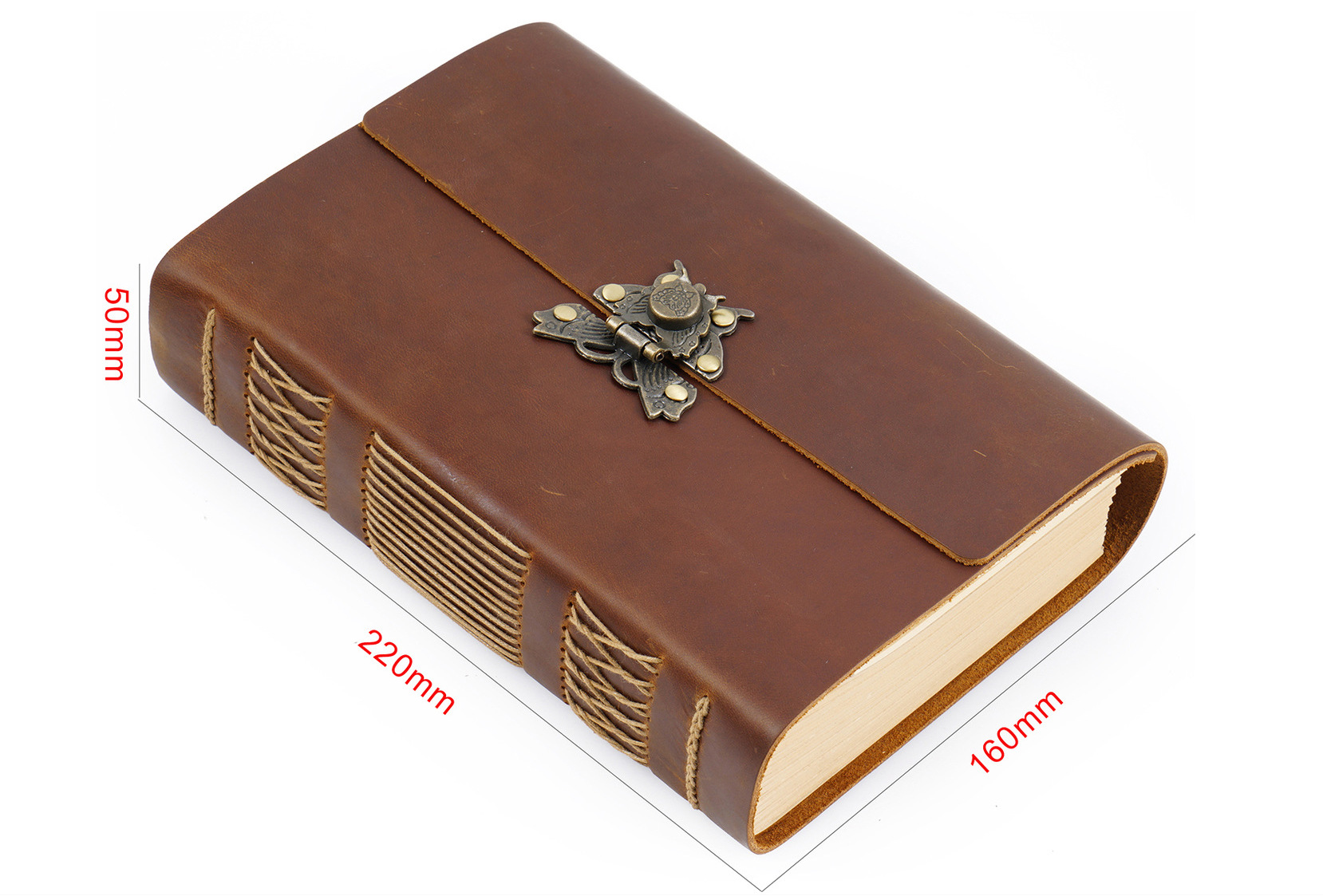 Sổ Nhật Ký Da Bò Handmade - Khóa Cánh Bướm