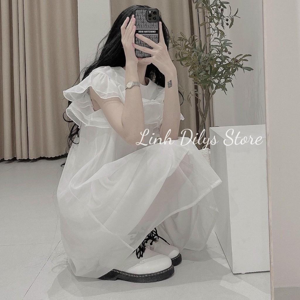 Đầm BabyDoll Tay Tiên Voan Trắng Váy BabyDoll Vai Bèo Linh Dilys Store