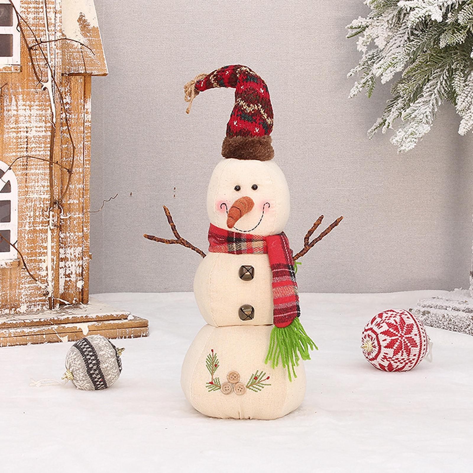 Christmas White Snowman Doll Figurines Plush for Fireplace Atmosphere Decor