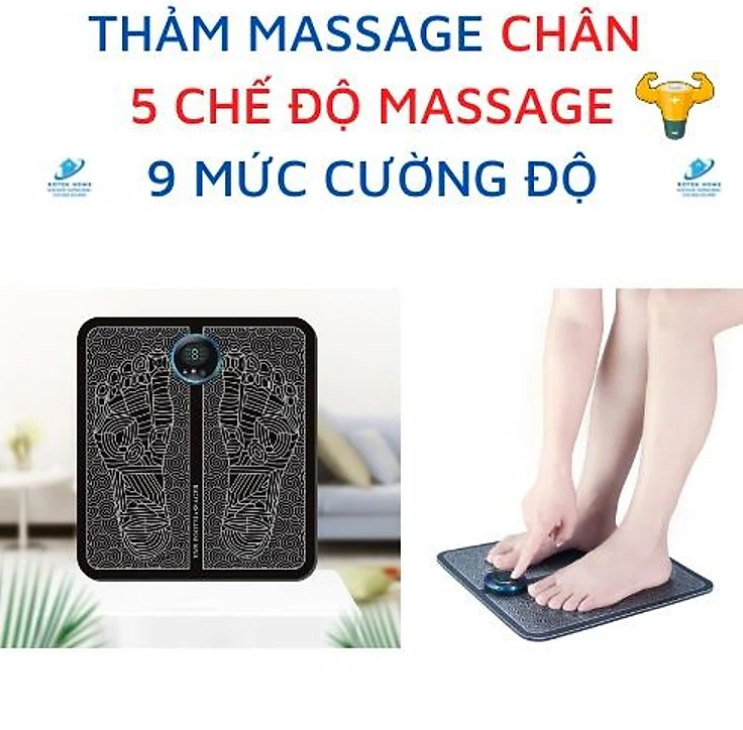 Thảm massage chân thư giãn trị liệu nhức mỏi chân,máy mát xa công nghệ xung điện màn hình kỹ thuật số, pin sạc