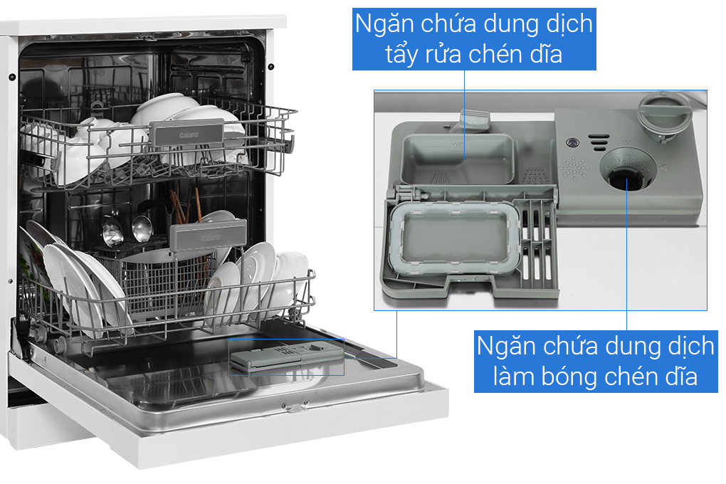 Máy rửa chén độc lập Galanz GR12462T - Hàng chính hãng - Chỉ giao HCM