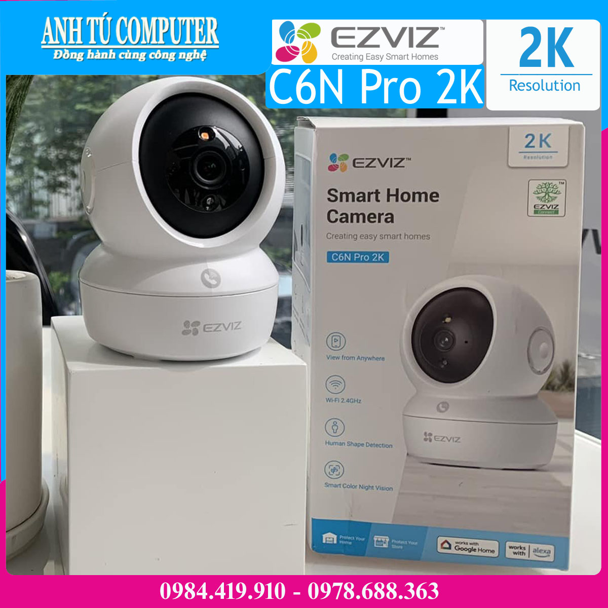 Camera Wifi thông minh EZVIZ C6N Pro 2K 3MP hàng chính hãng