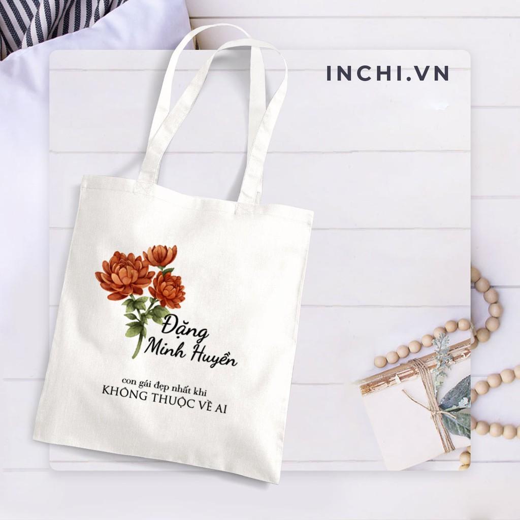 ( Ribbon Florist )12 MẪU TÚI TOTE IN TÊN VÀ HOA THEO YÊU CẦU CANVAS KHÓA KÉO ĐEO VAI ĐEO CHÉO PHONG CÁCH VINTAGE