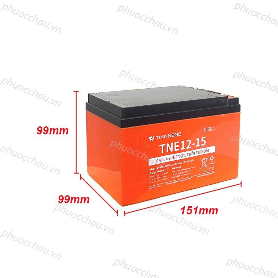 Ắc Quy Xe Đạp Điện Thiên Năng TIANNENG TNE12-15 12V-15AH dùng cho Loa Kéo, Năng Lượng Mặt Trời