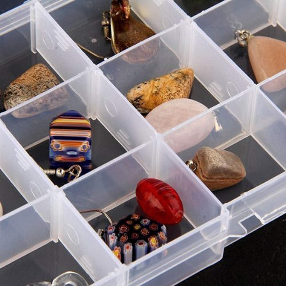 Hộp lưu trữ 5pcs cho đồ trang sức bằng nhựa 15 lưới với hộp đựng ngăn chứa phòng trang sức có thể điều chỉnh