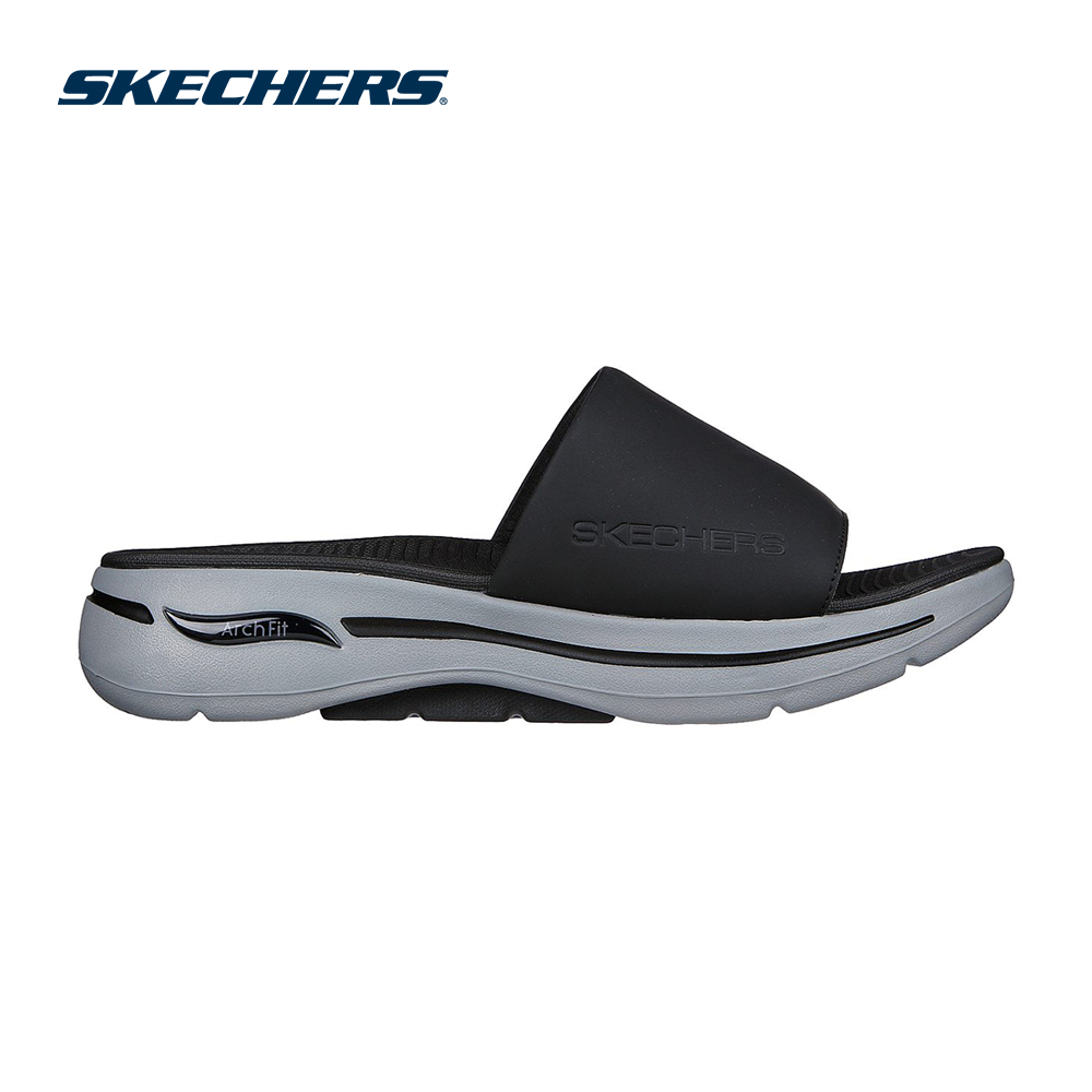 Skechers Nam Dép Quai Ngang Đi Bộ Giặt Máy Được, Thường Ngày, Đi Học, Đi Làm On-The-GO GOwalk Arch Fit Gradual Walking Arch Fit, Dual-Density, Machine Washable, Ultra Go - 229061-BKGY