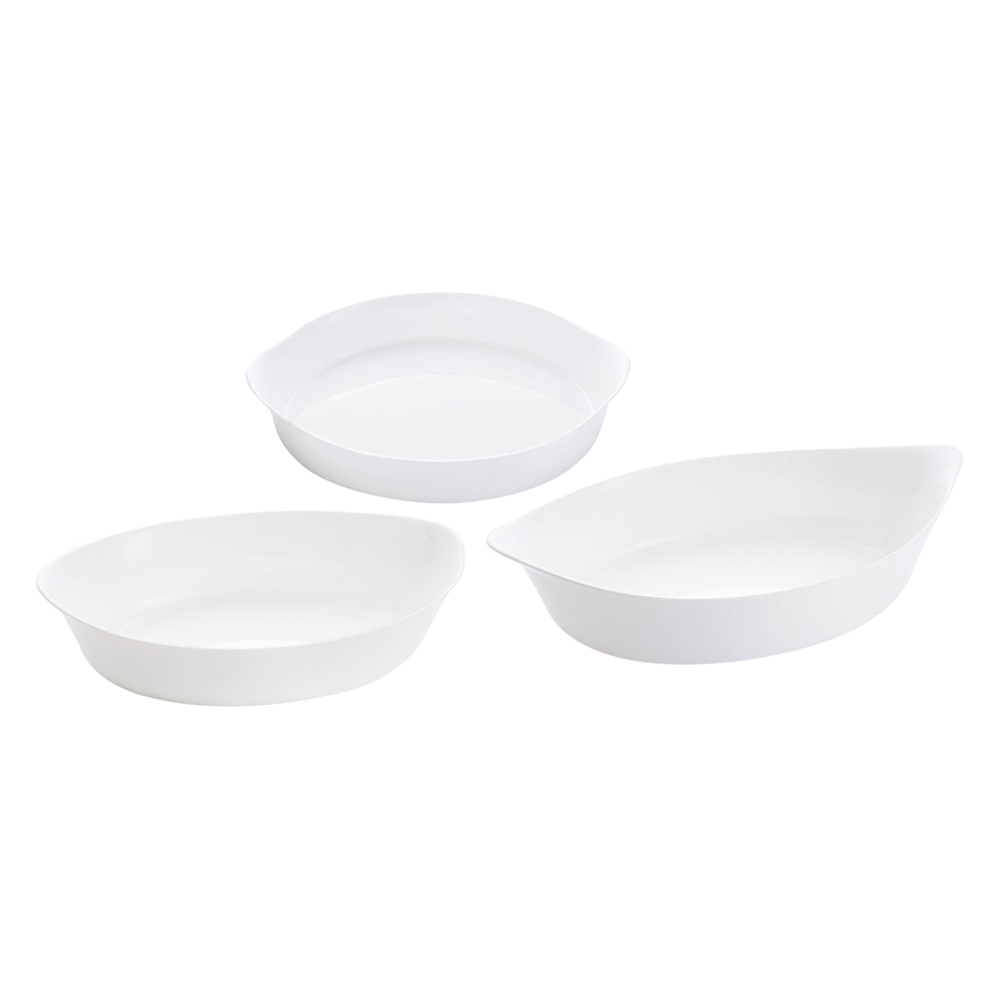 Combo 3 Khay Nướng Thủy Tinh Oval Luminarc Smart Cuisine (38 x 23 cm, 32 x 20 cm, 29 x 17 cm)