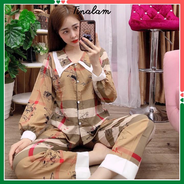 Đồ Bộ Pijama Nữ  Đồ Bộ Mặc Nhà Nữ Tay Dài, Quần Dài Chất Lụa Mango Cao Cấp, Không Nhăn DBTDQD34