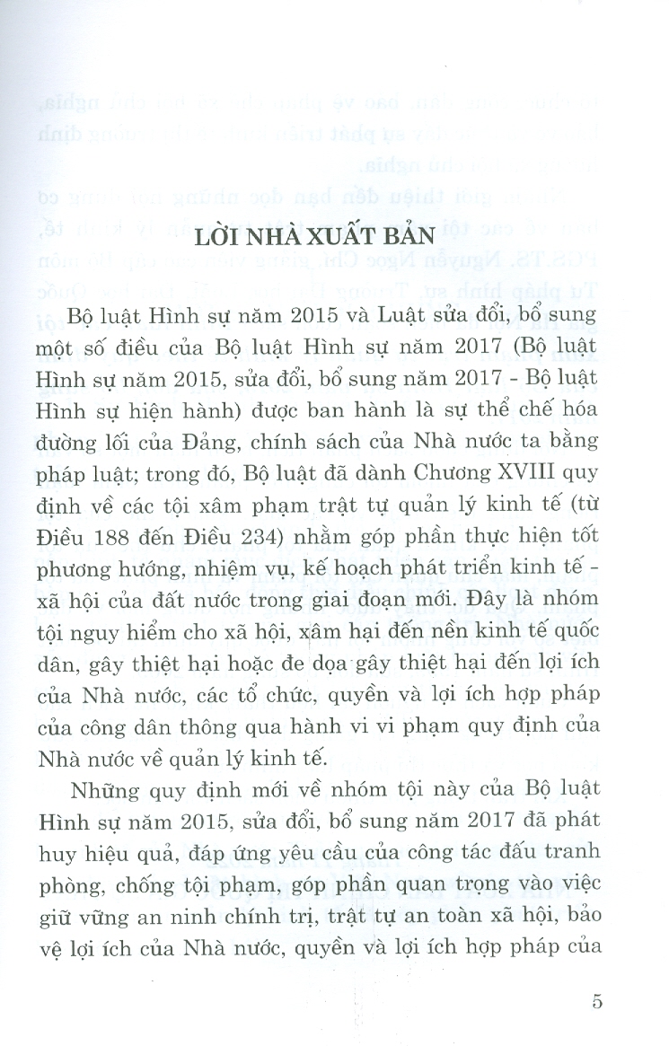 Bình Luận Các Tội Xâm Pham Trật Tự Quản Lý Kinh Tế Theo Quy Định Của Bộ Luật Hình Sự Năm 2015, Sửa Đổi, Bổ Sung Năm 2017