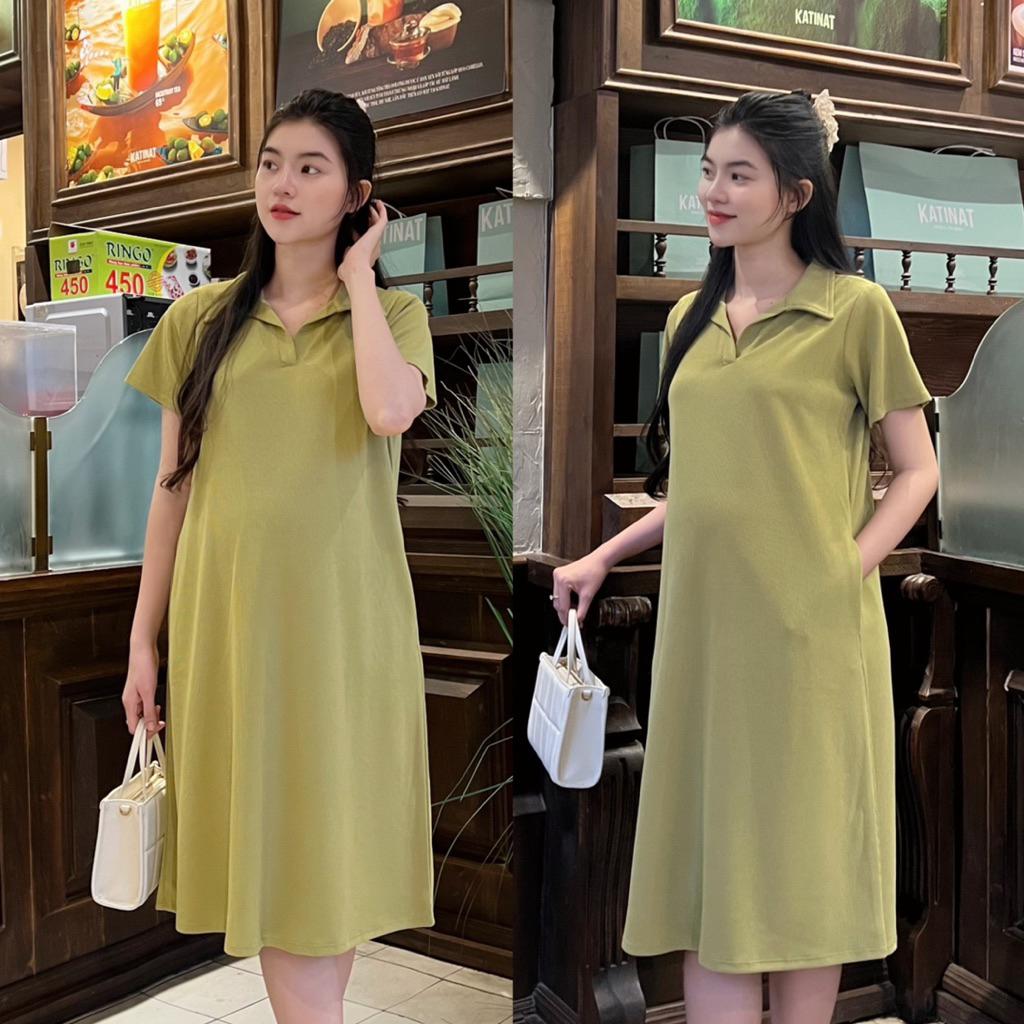 Đầm bầu Polo thun tăm dáng dài trẻ trung, năng động đi làm, đi chơi Nữ  Women - Hồng