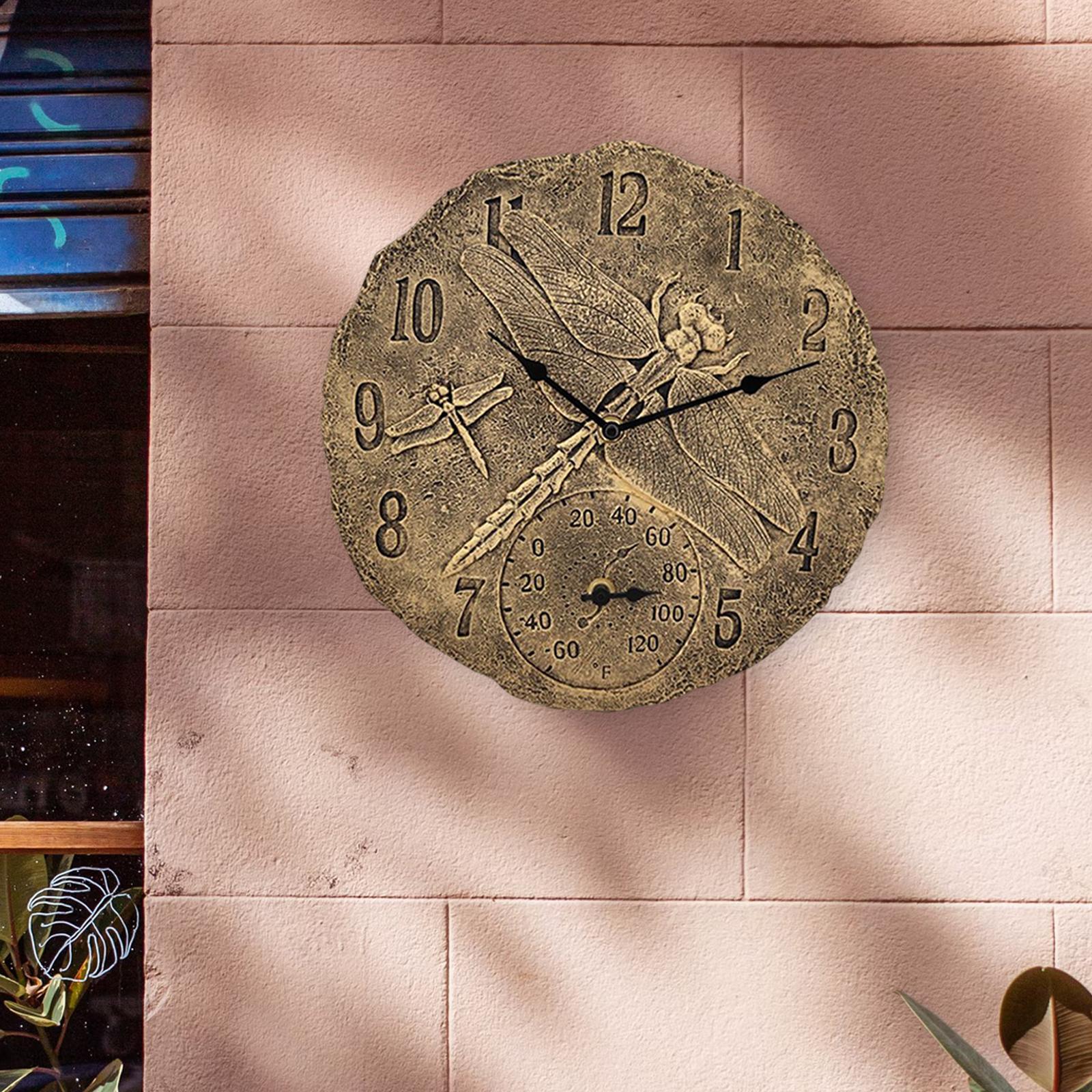 12inch Wall Clock Waterproof Indoor Outdoor with Temperature Display